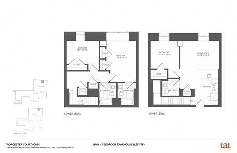 Floor plan for 3 beds, 2.5 baths, 1506 sqft
